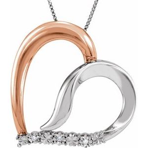 14K Rose Gold-Plated Sterling Silver .02 CTW Natural Diamond Heart 18" Necklace 