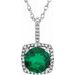 Sterling Silver 7 mm Lab-Grown Emerald & .015 CTW Natural Diamond 18