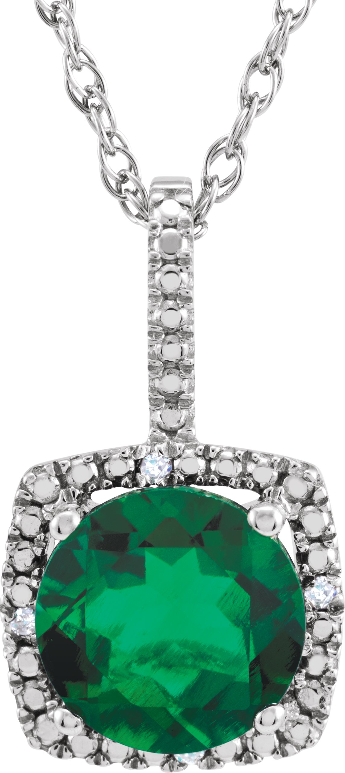 Gemstone & Diamond Halo-Styled Necklace or Semi-Mount