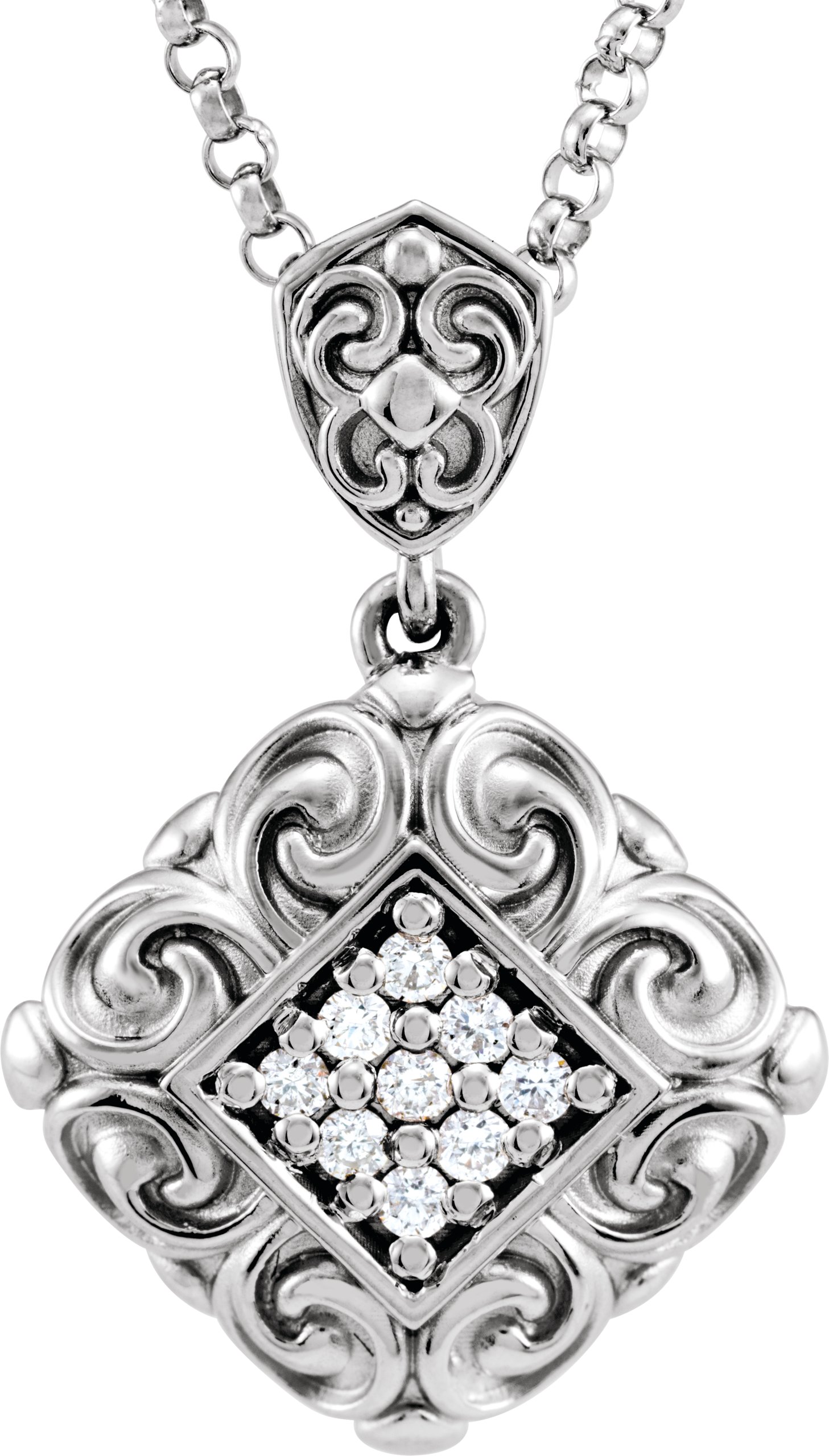 1/8 CTW Natural Diamond Necklace – 14K White Gold