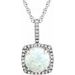 Sterling Silver 7 mm Lab-Grown White Opal & .015 CTW Natural Diamond 18