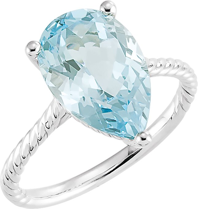 14K White Sky Blue Topaz Rope Ring Ref 11449201