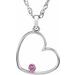 Sterling Silver 2 mm Imitation Pink Cubic Zirconia Heart 18