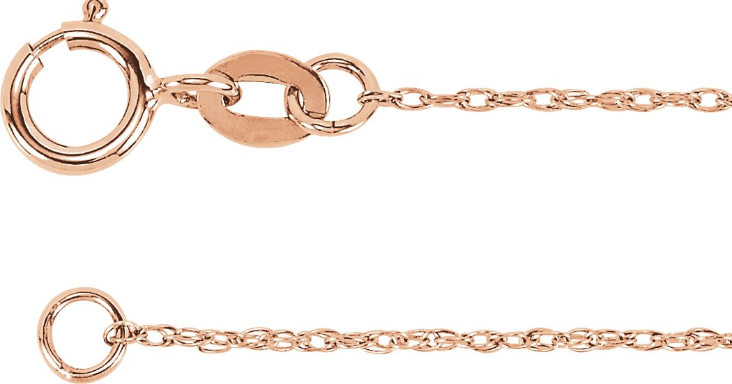 14K Rose 1 mm Rope 18" Chain