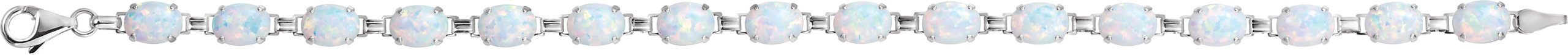 14K White Lab-Grown White Opal Line 7 Bracelet