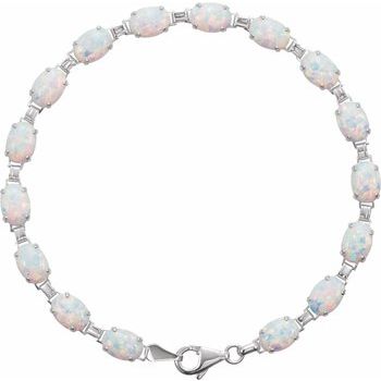 14K White Lab Grown Opal Line 7 inch Bracelet Ref. 9862706