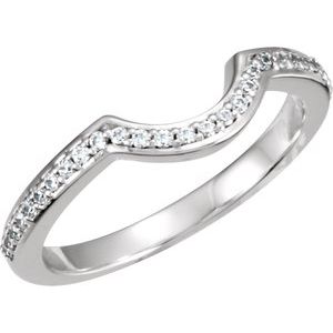 14K White 1/8 CTW Diamond Band for 4.5 mm Round Engagement Ring