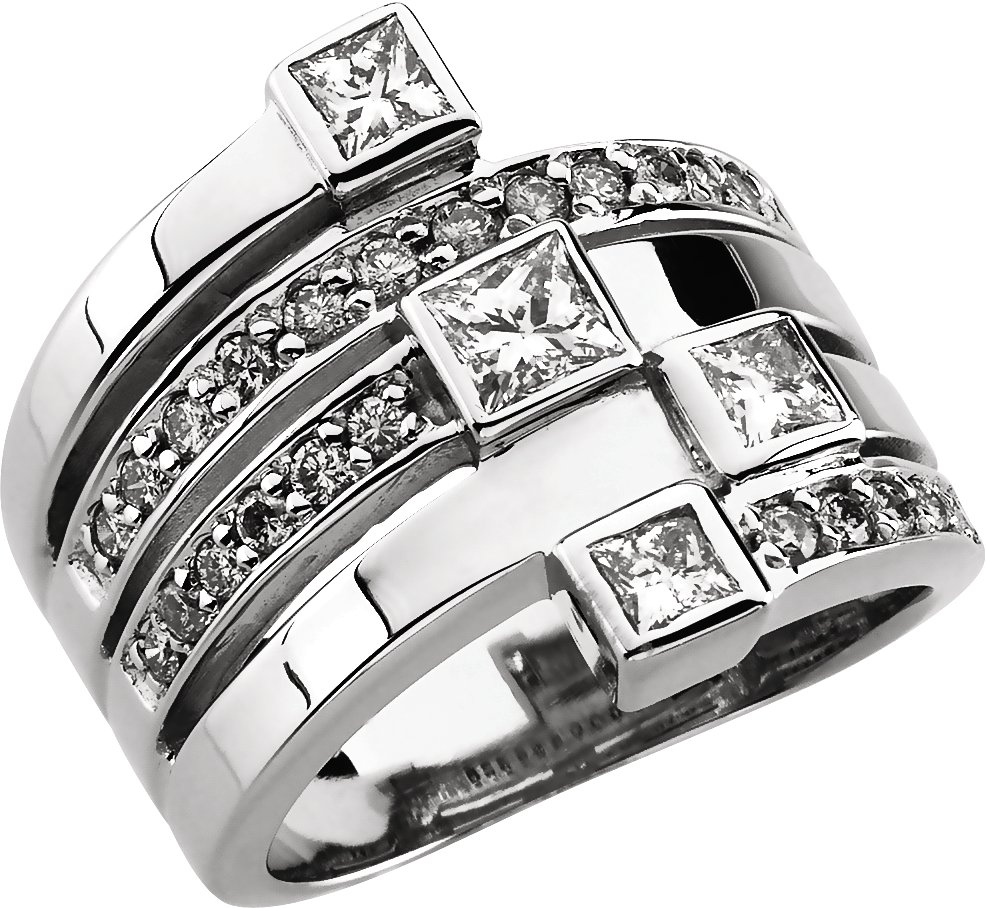 14K White 1 1/3 CTW Diamond Right Hand Ring