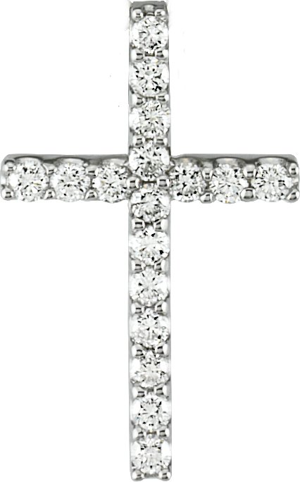 14K White 1/6 CTW Lab-Grown Diamond Petite Cross Pendant