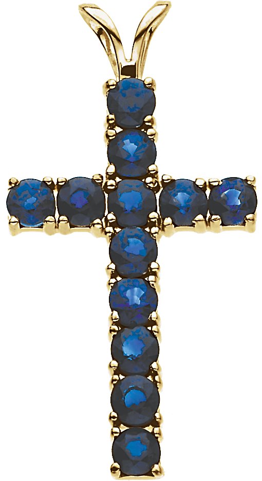 Cross Pendant with Genuine Sapphire 24 x 15mm Ref 414789