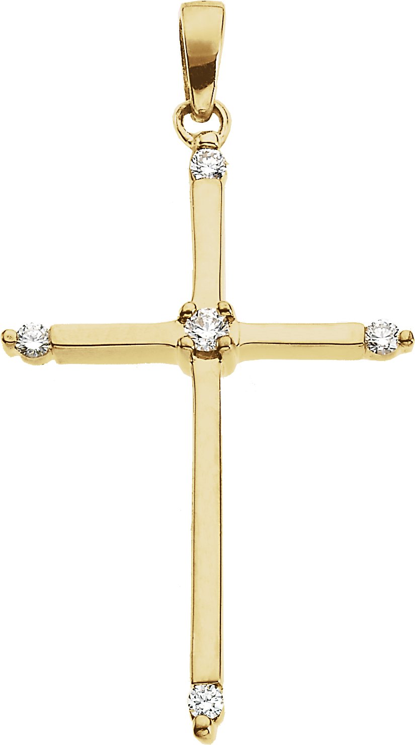 14K White 1/10 CTW Natural Diamond Cross Pendant