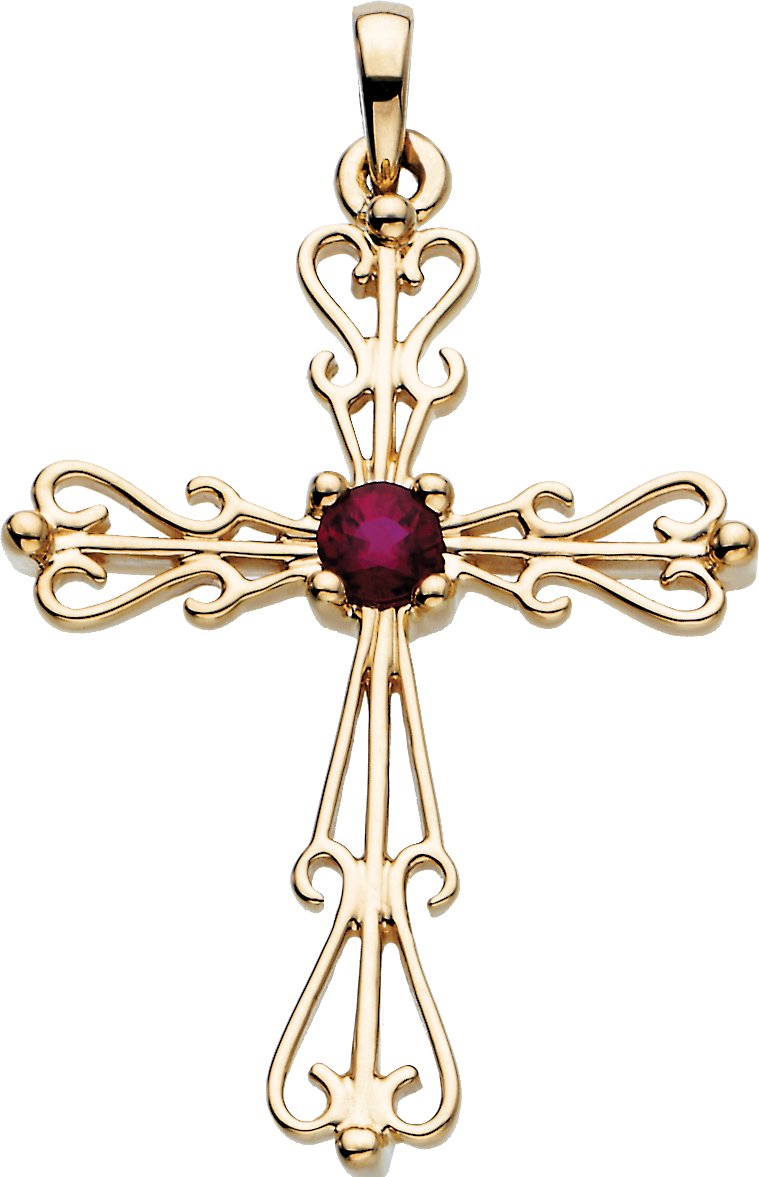 Cross Pendant with Genuine Ruby 34 x 25mm Ref 612676