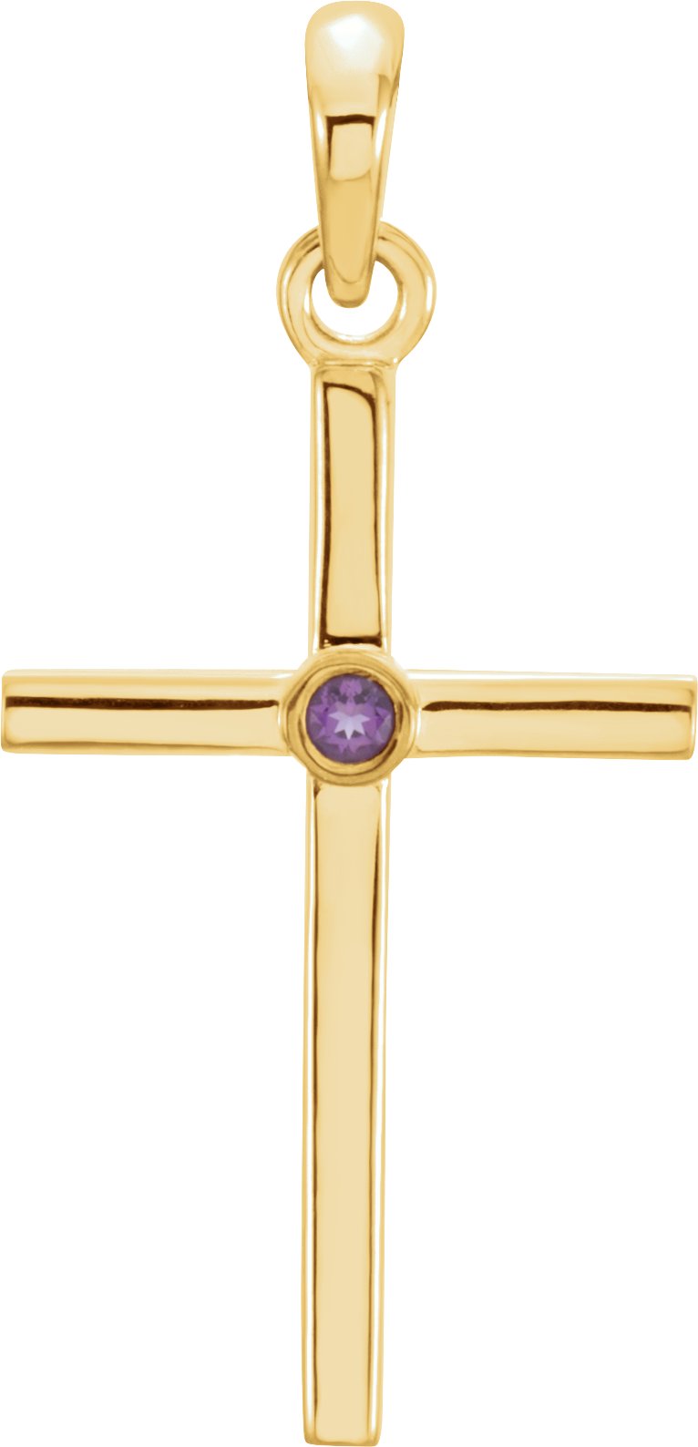 14K Yellow Natural Amethyst Cross Pendant