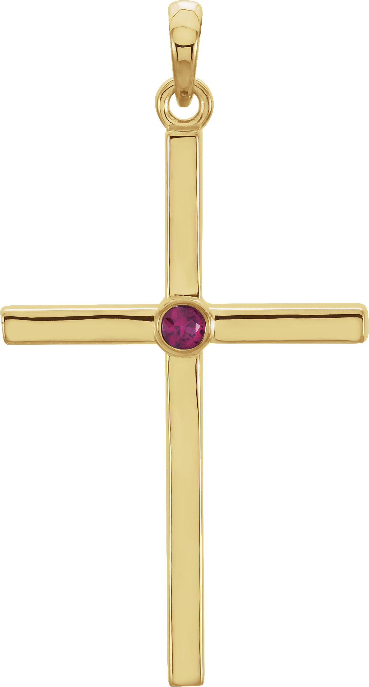 14K Yellow Natural Ruby Cross Pendant