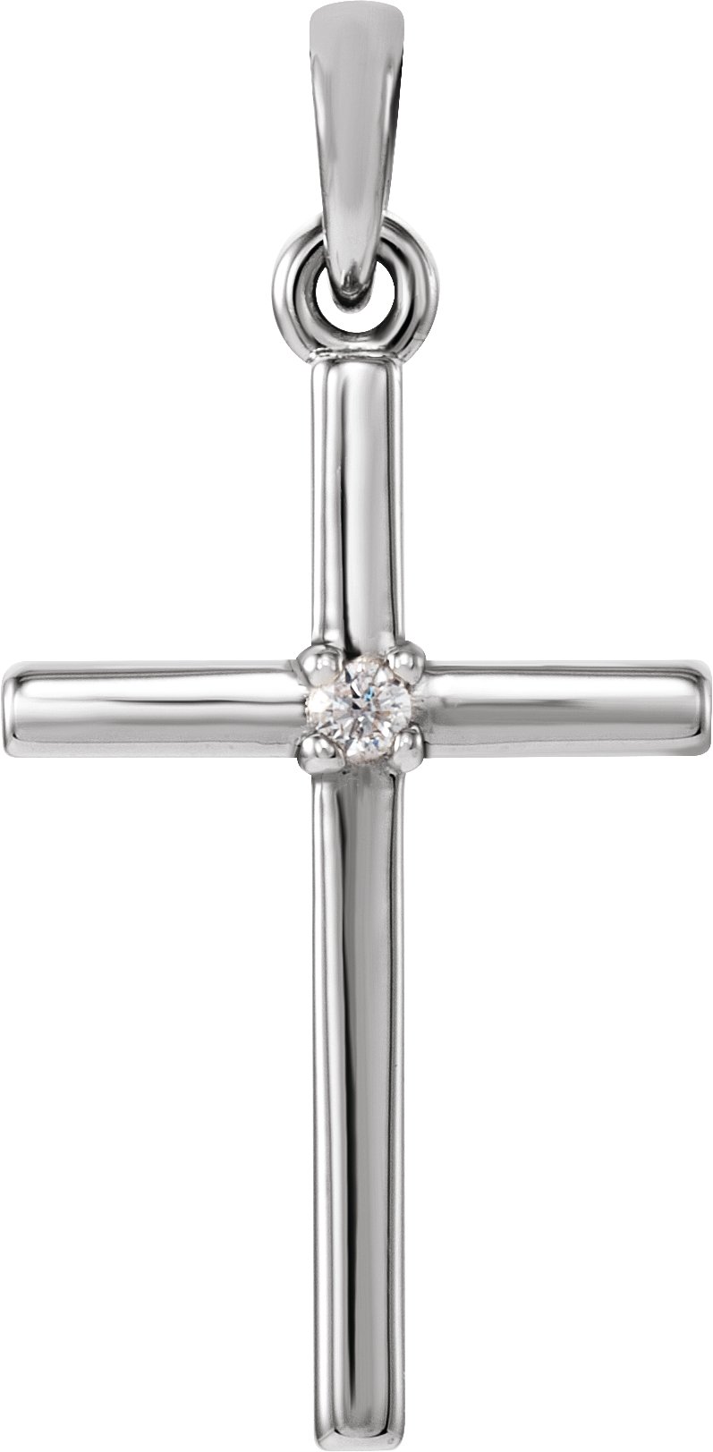 14K White 22.65x11.4 mm .015 CT Diamond Cross Pendant Ref. 10691467