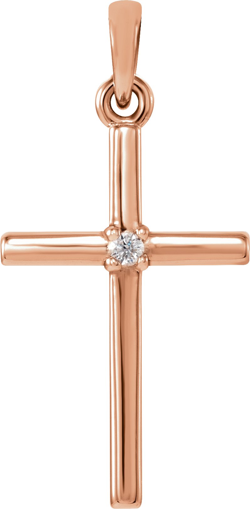 14K Rose 22.65x11.4 mm .015 CT Diamond Cross Pendant Ref. 10691464