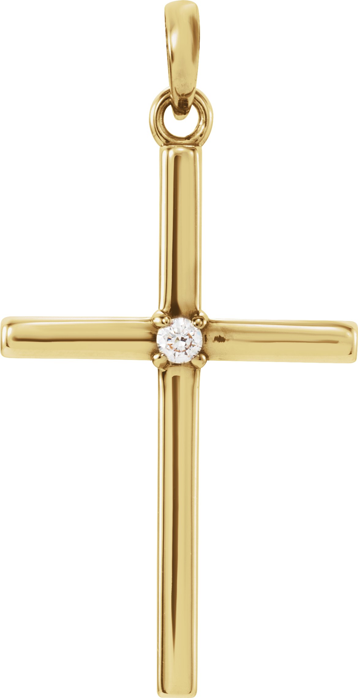 14K Yellow 26.5x13.75 mm .02 CT Diamond Cross Pendant