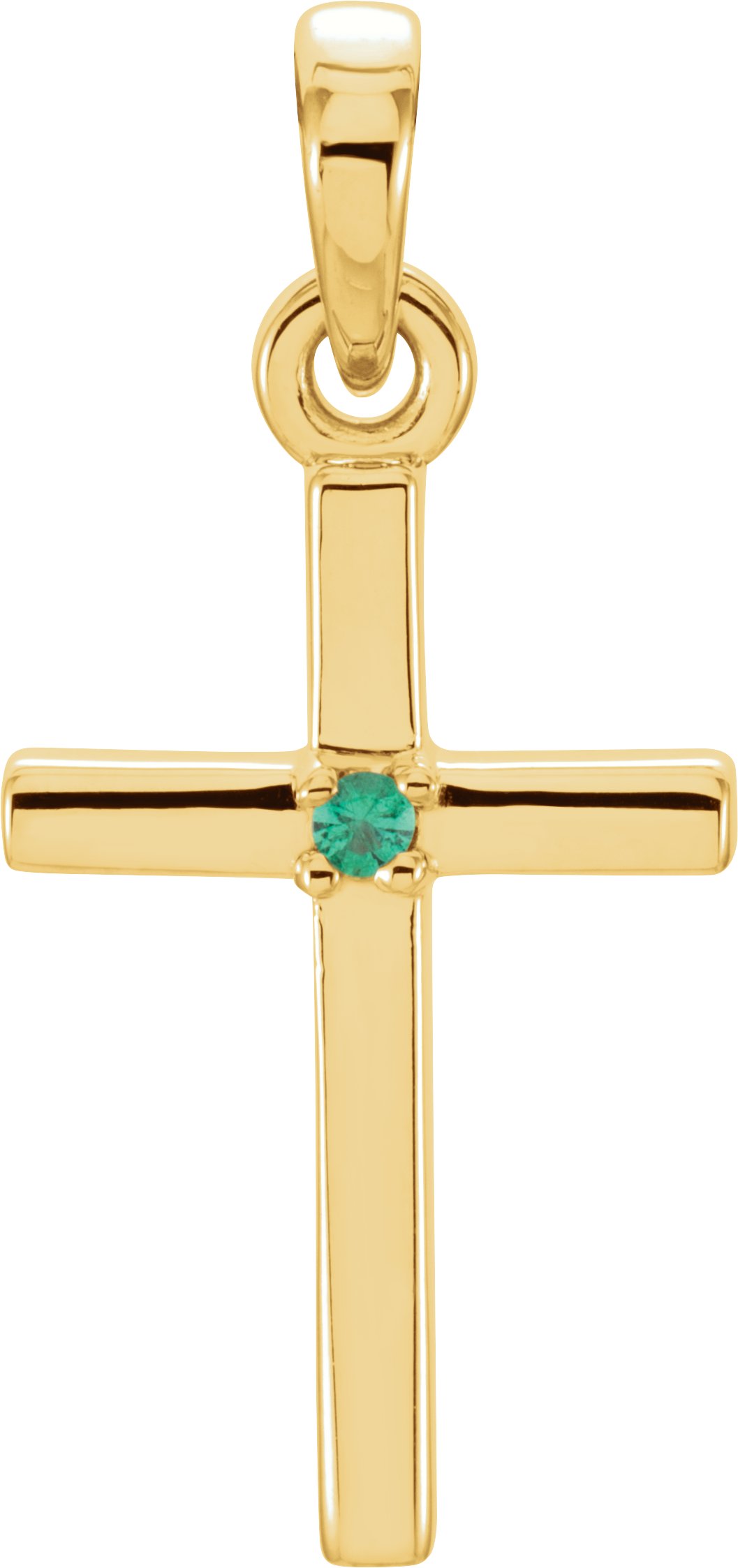 14K Yellow 19.2x9 mm Natural Emerald Cross Pendant