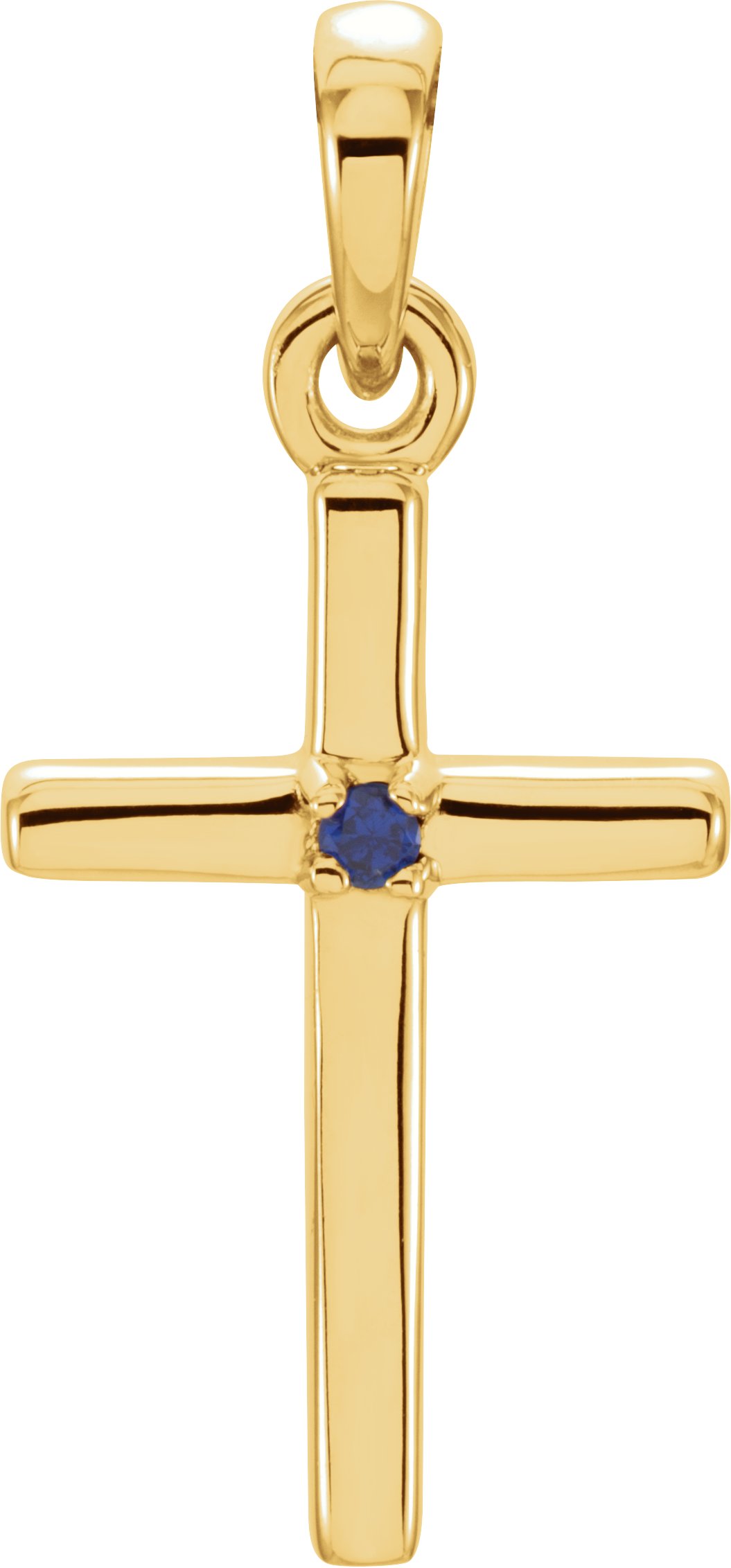 14K Yellow 19.2x9 mm Natural Blue Sapphire Cross Pendant