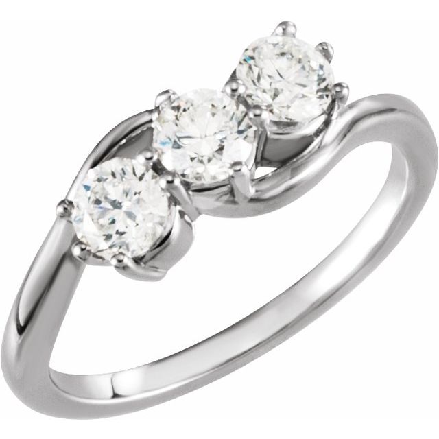 Platinum 9/10 CTW Natural Diamond Three-Stone Ring 