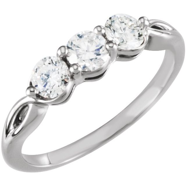 Platinum 3/4 CTW Natural Diamond Three-Stone Ring