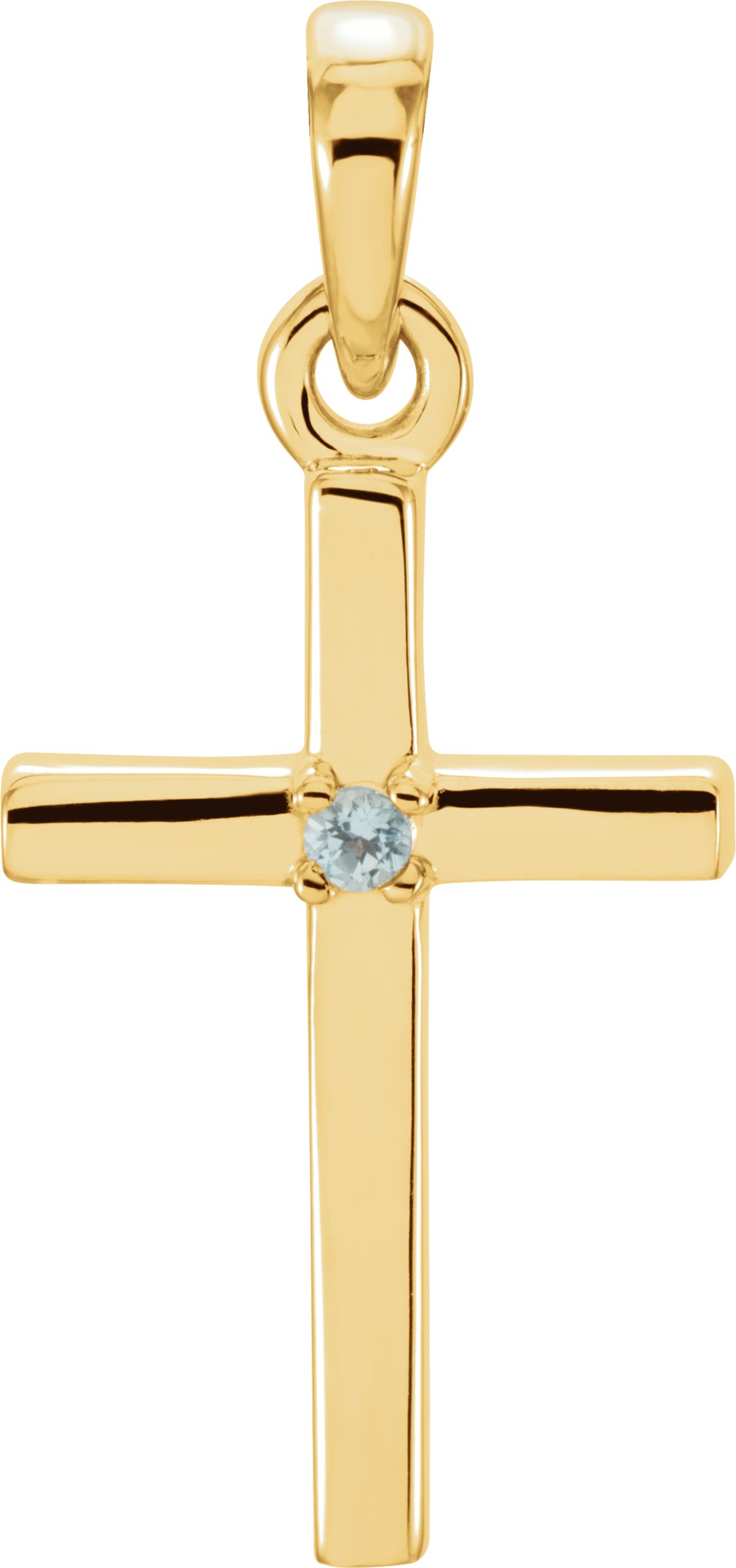 14K Yellow 19.2x9 mm Aquamarine Cross Pendant Ref. 11195564