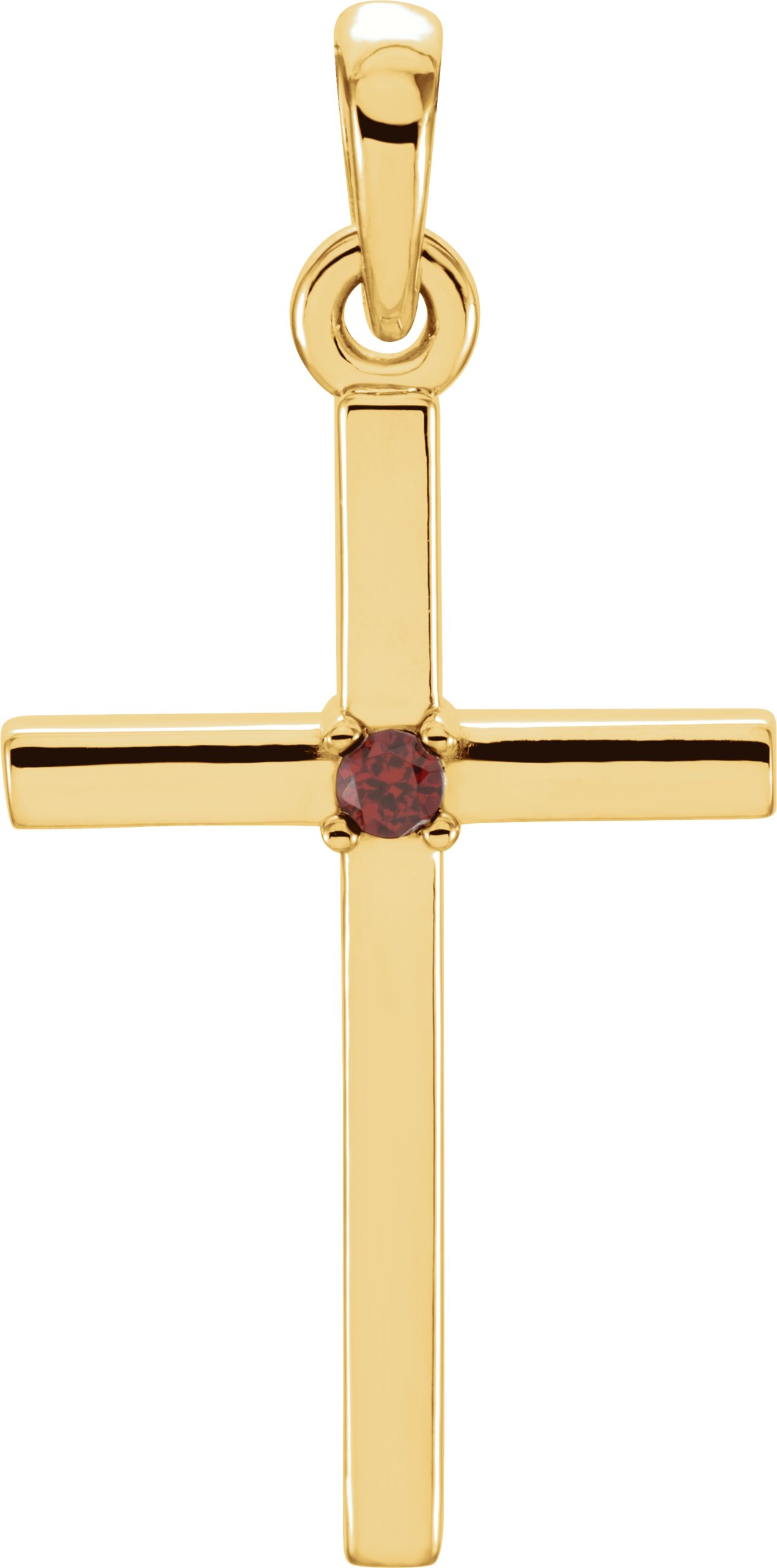 14K Yellow Natural Mozambique Garnet Cross Pendant