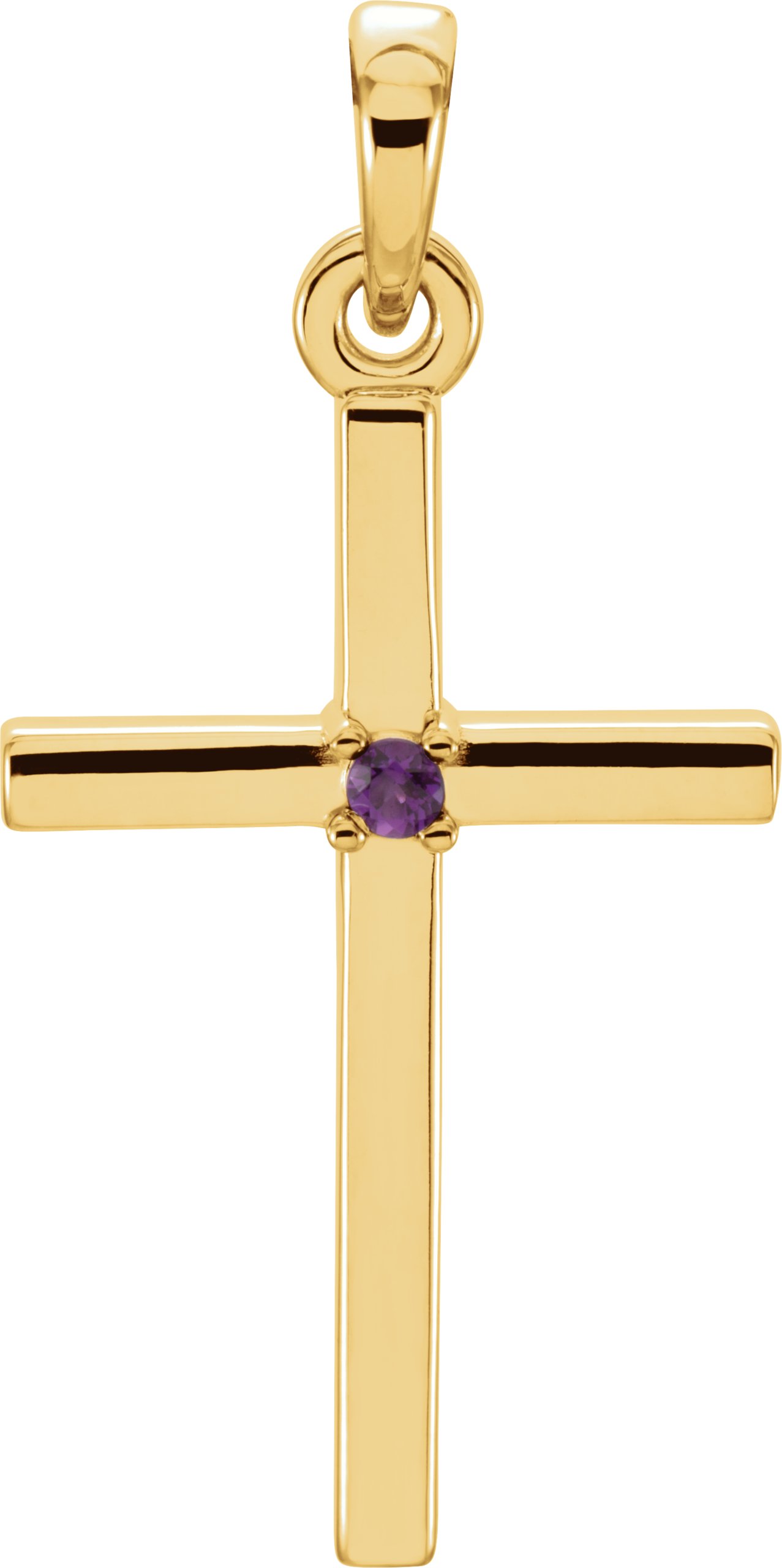 14K Yellow 22.65x11.4 mm Amethyst Cross Pendant Ref. 11207188