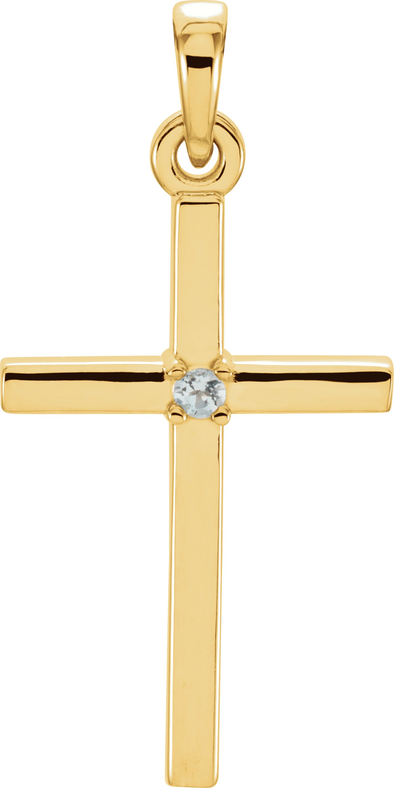 14K Yellow 22.65x11.4 mm Aquamarine Cross Pendant Ref. 11209961