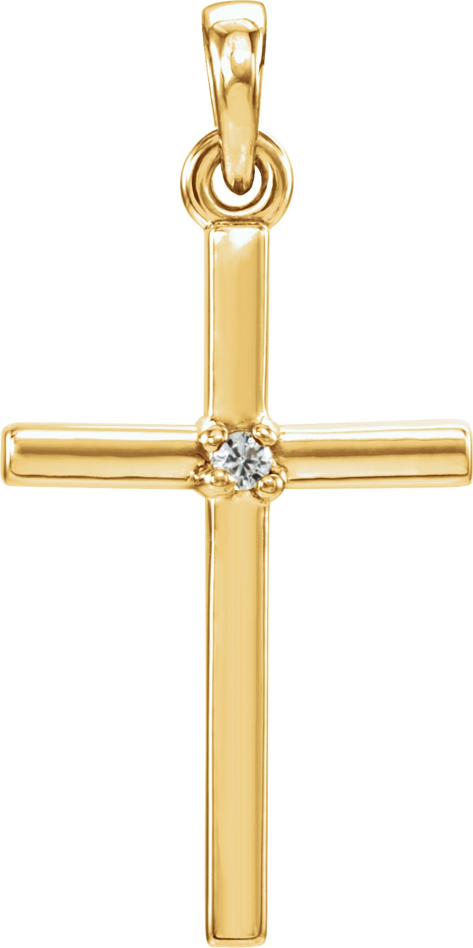 14K Yellow 22.65x11.4 mm White Sapphire Cross Pendant Ref. 11224240