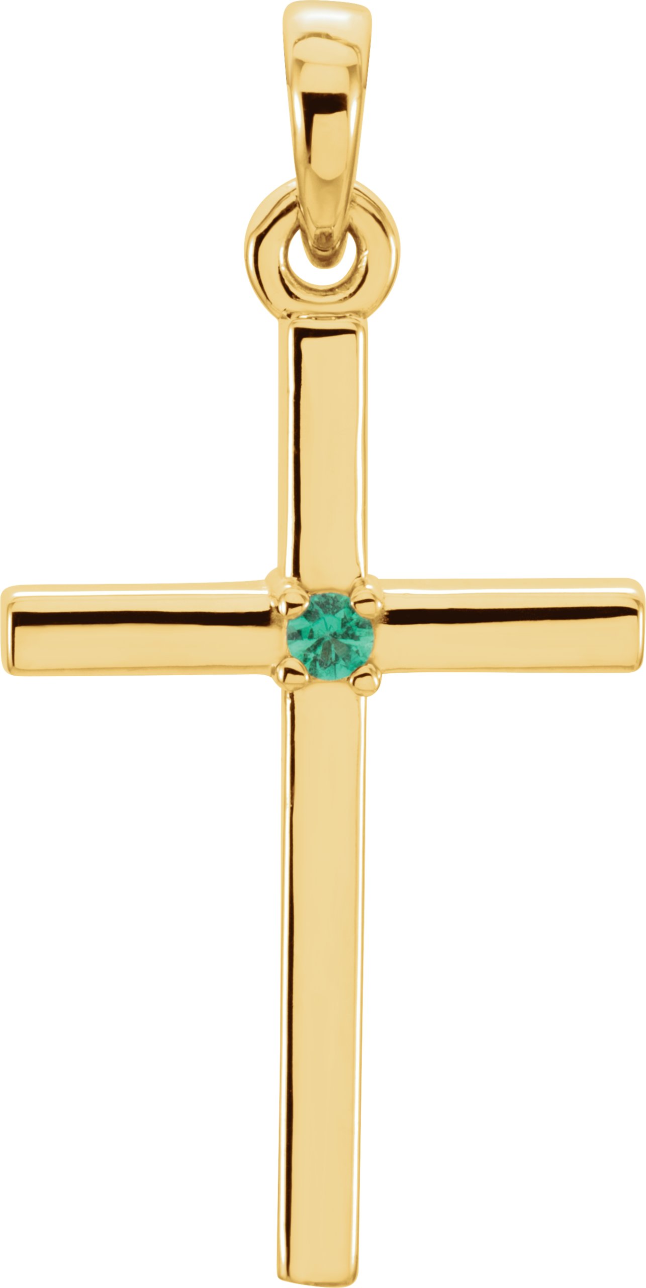 14K Yellow 22.65x11.4 mm Emerald Cross Pendant Ref. 11209964