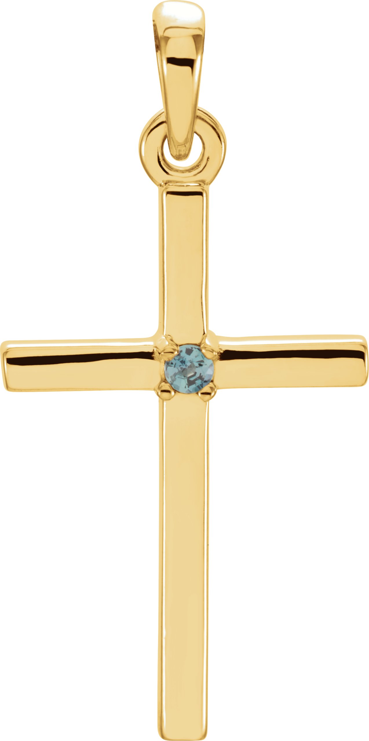 14K Yellow Natural Alexandrite Cross Pendant