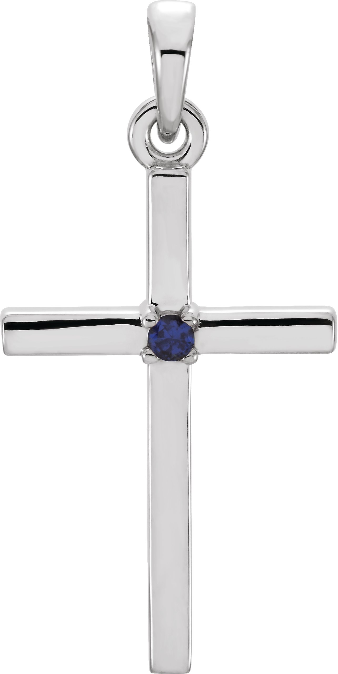 14K White 22.65x11.4 mm Blue Sapphire Cross Pendant Ref. 11214028