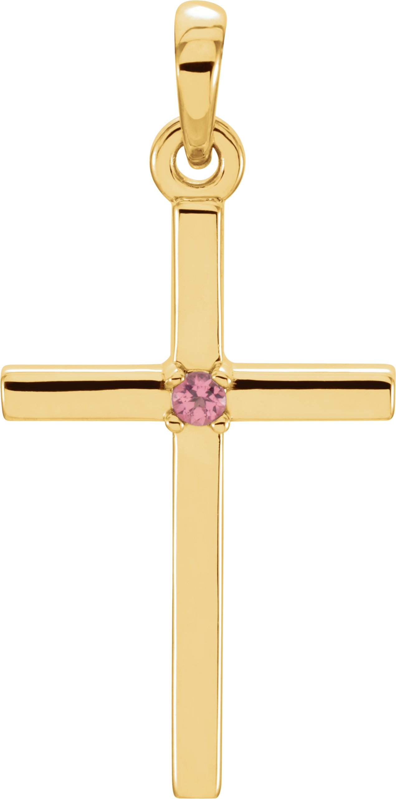 14K Yellow 22.65x11.4 mm Pink Tourmaline Cross Pendant Ref. 11215189