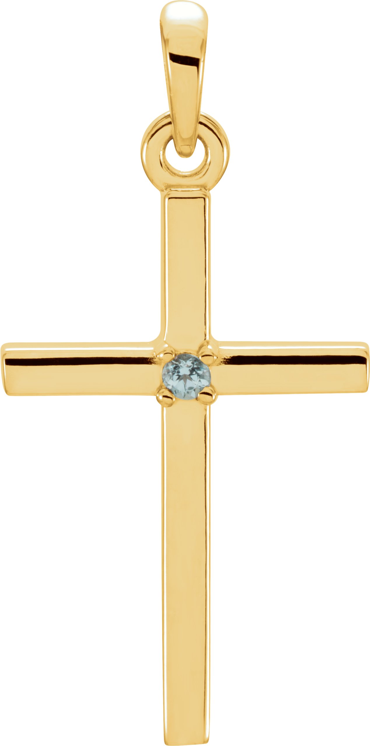 14K Yellow 22.65x11.4 mm Blue Zircon Cross Pendant Ref. 11217801