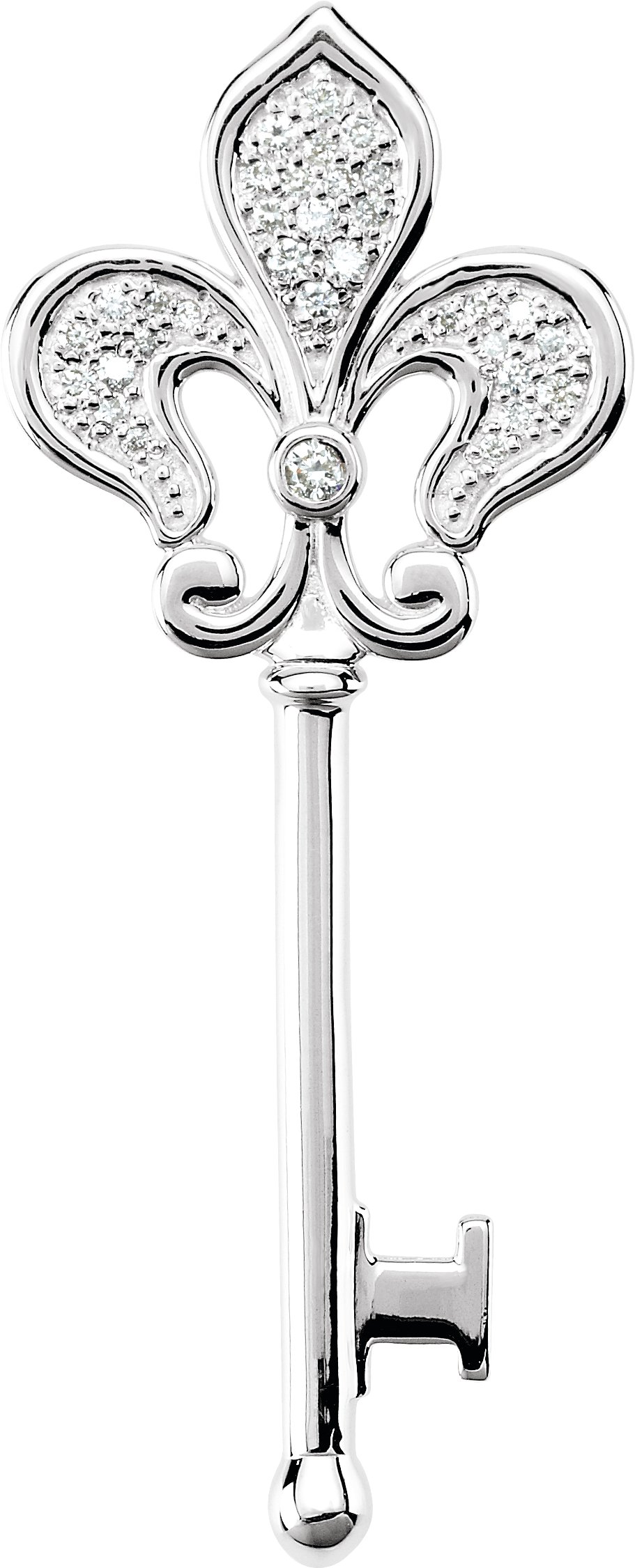 Sterling Silver .20 CTW Diamond Fleur de lis Key Pendant Ref. 2945648
