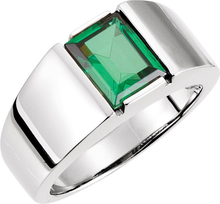 Men's Ring Mounting for Emerald/Octagon Center