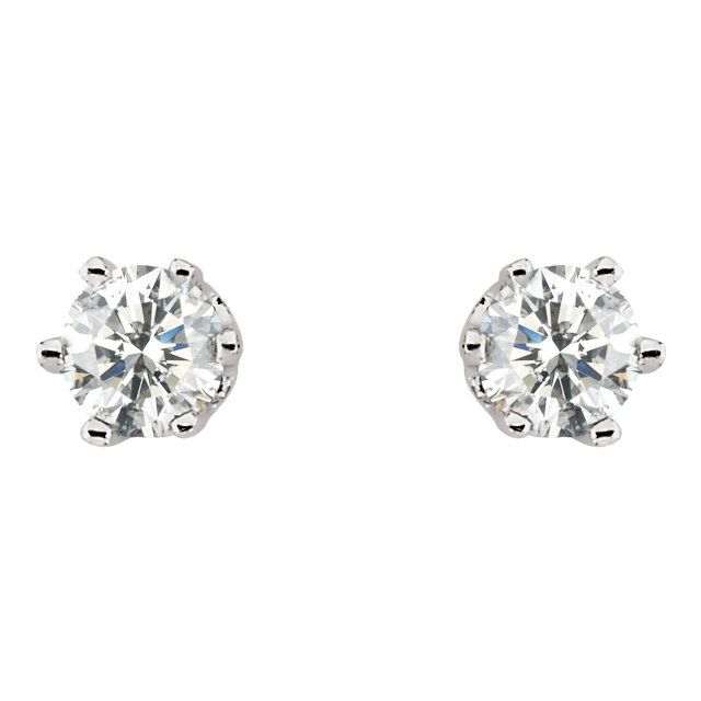 14K White 1/2 CTW Natural Diamond 6-Prong Stud Earrings