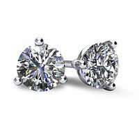 3-Prong Cocktail-Style Diamond Stud Earrings with Friction Backs