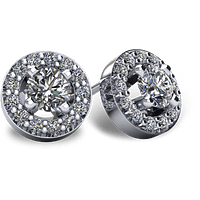 Halo-Style Diamond Stud Earrings with Friction Backs