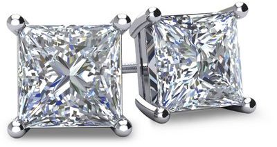 Diamond Stud Earrings - Princess
