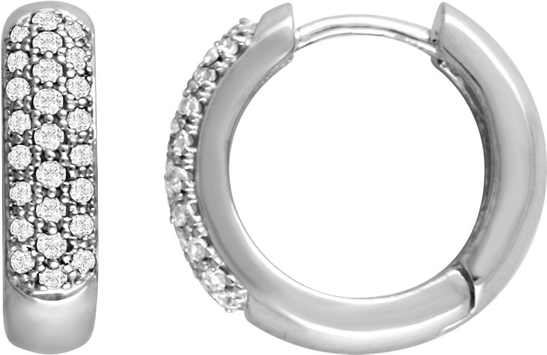 14K White 1/3 CTW Natural Diamond Hoop Earrings