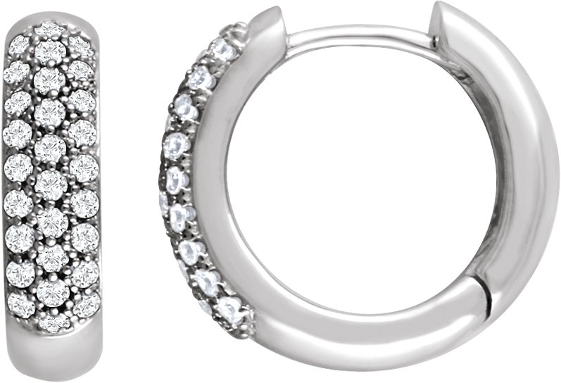 14K White 1/2 CTW Lab-Grown Diamond Hoop Earrings