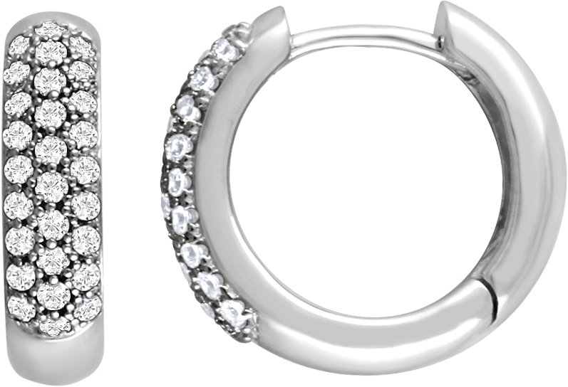 14K White 1/2 CTW Diamond Pavé Hoop Earrings