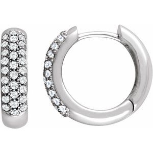 14K White 1/2 CTW Natural Diamond Hoop Earrings