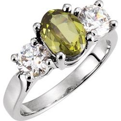 3-Stone Ring Mounting for Oval & Round Gemstone