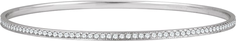14K White 1 1/2 CTW Natural Diamond 7" Bangle Bracelet 
