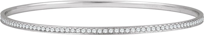 14K White 1 1/2 CTW Natural Diamond 7 Bangle Bracelet 