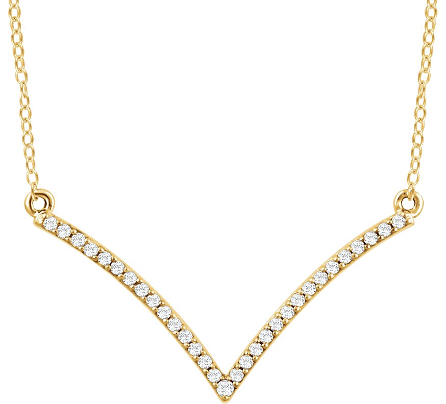14K Yellow 1/6 CTW Natural Diamond V 18" Necklace