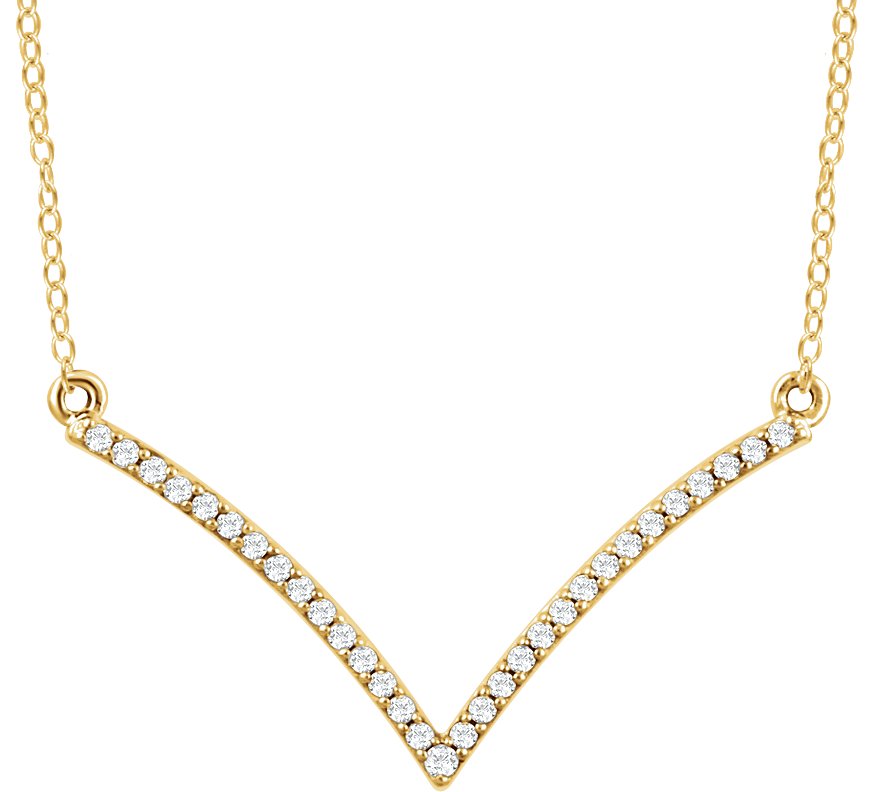 14K Yellow 1/6 CTW Natural Diamond V 18 Necklace